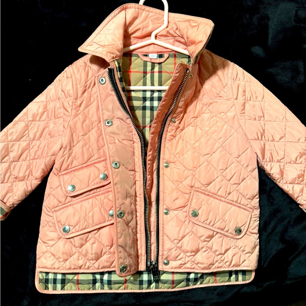 AUTHENTIC Little girls quilted Burberry jacket size 4